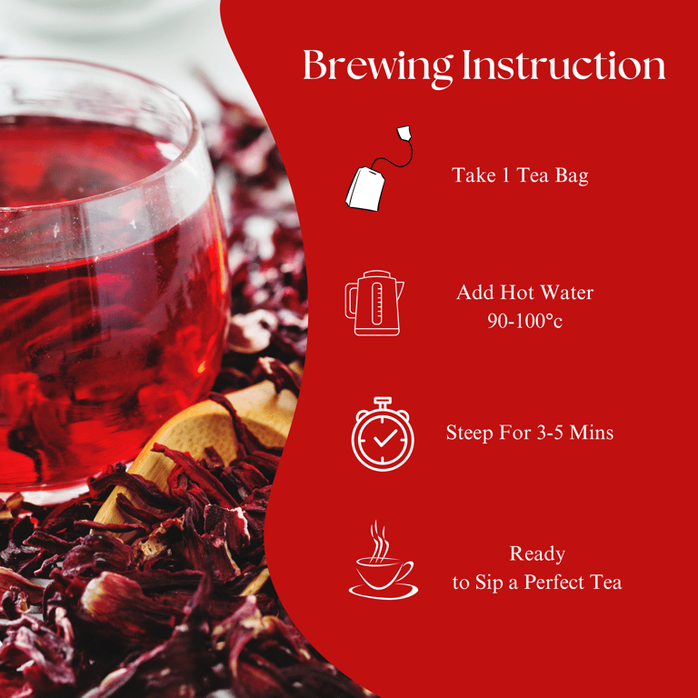 Hibiscus Apple Herbal Tea | Caffeine-Free Refreshing Fruit Blend Apple | 25 Tea Bags | Aarth Co.