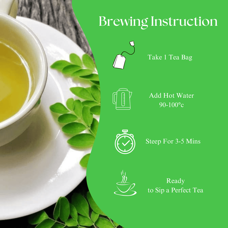 Moringa Ginger Herbal Tea | Caffeine-Free & Zero Calories | 25 Tea Bags | Aarth Co.